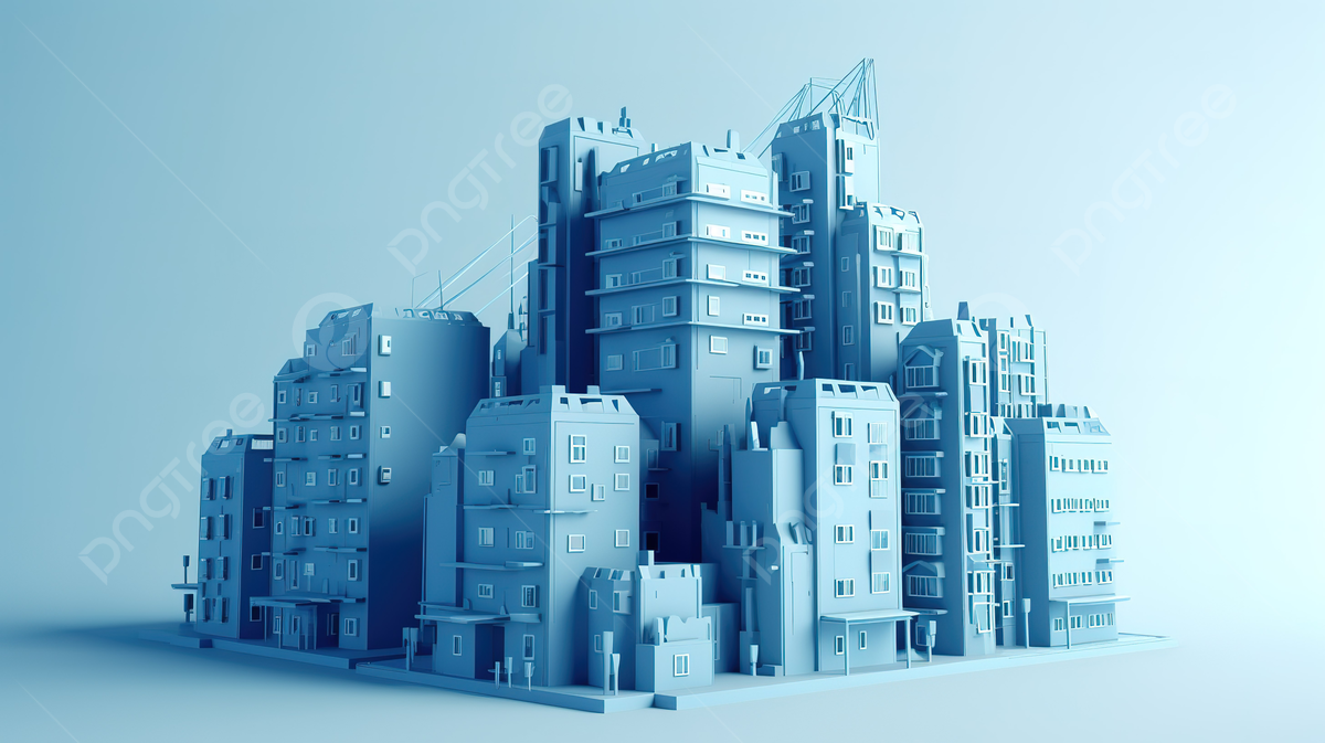 pngtree low poly blue building in 3d cartoon style version 2 picture image 39910611733588703