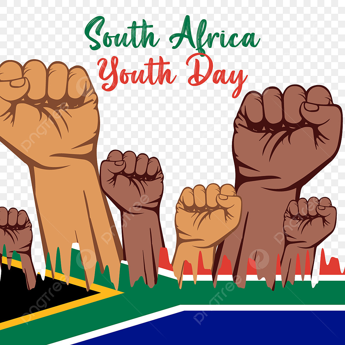 pngtree south african flag with youth day hand design png image 64313541733823904